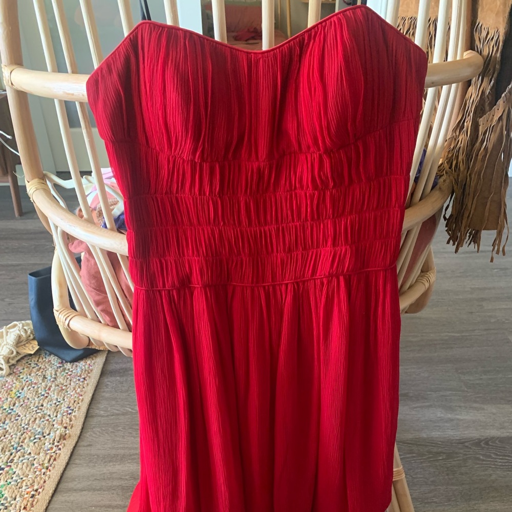 Silk Formal Midi Red Wedding Guest Dress